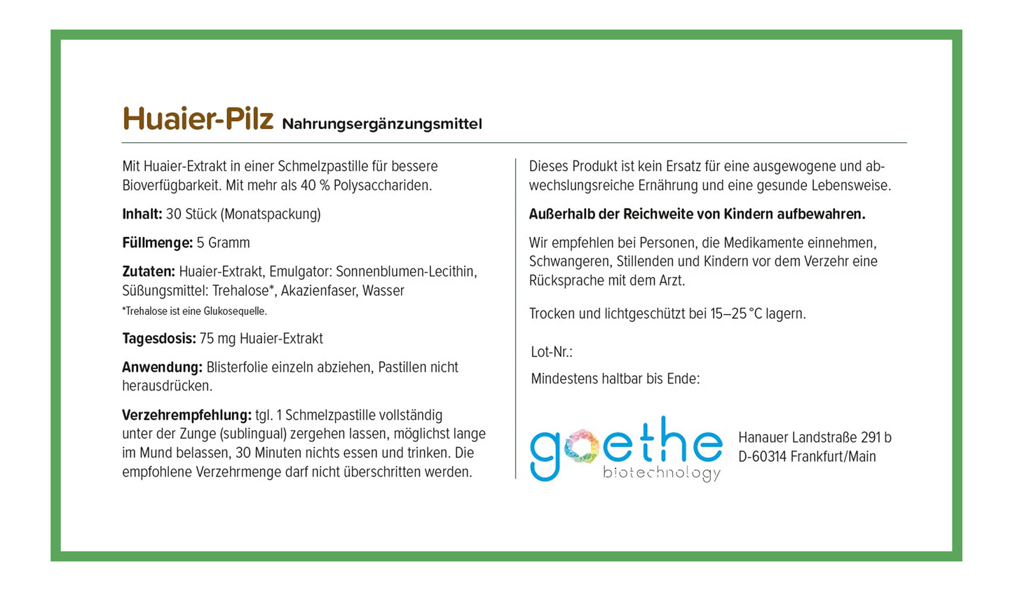 Huaier-Pilz Schmelzpastillen (30 Stück)