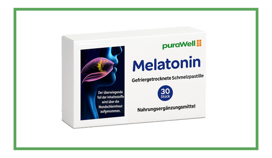 puraWell Melatonin 5mg Schmelzpastillen (ohne Alkohol) zum Einnehmen (30 Stück)